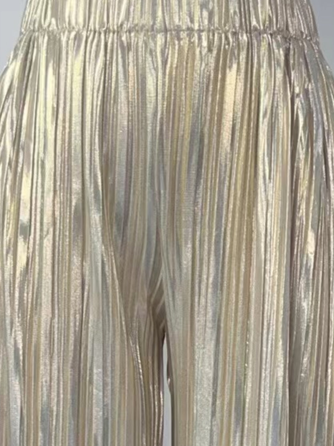 Gold Metallic Texture Wide Leg Pant