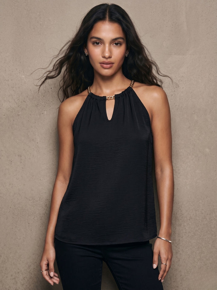 Black Metal Trim Detail Top
