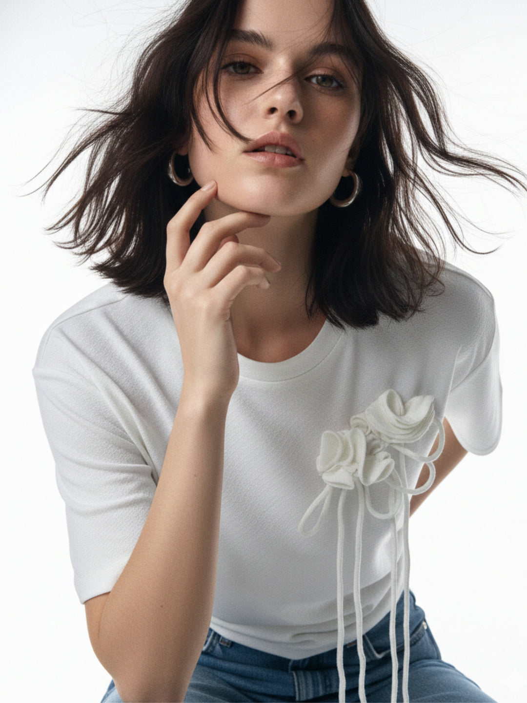 White Floral Corsage Regular T-Shirt