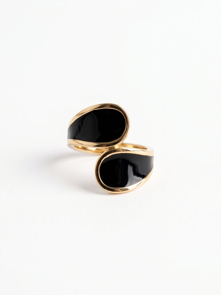 Gold Black Matt Plain Ring