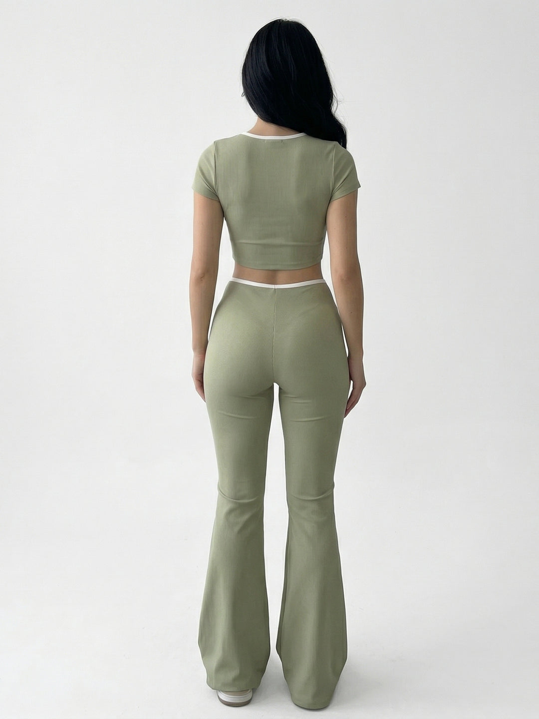 Green Short Sleeve Top And Trouser Set