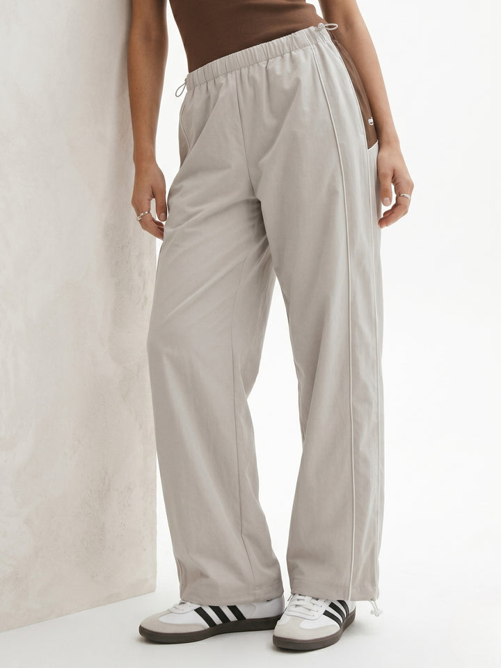 Grey Colour Blocked Wide Leg Pant