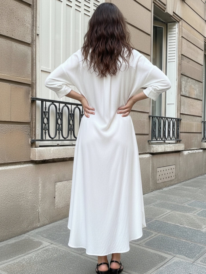 White Straight Fit Shirt Dress