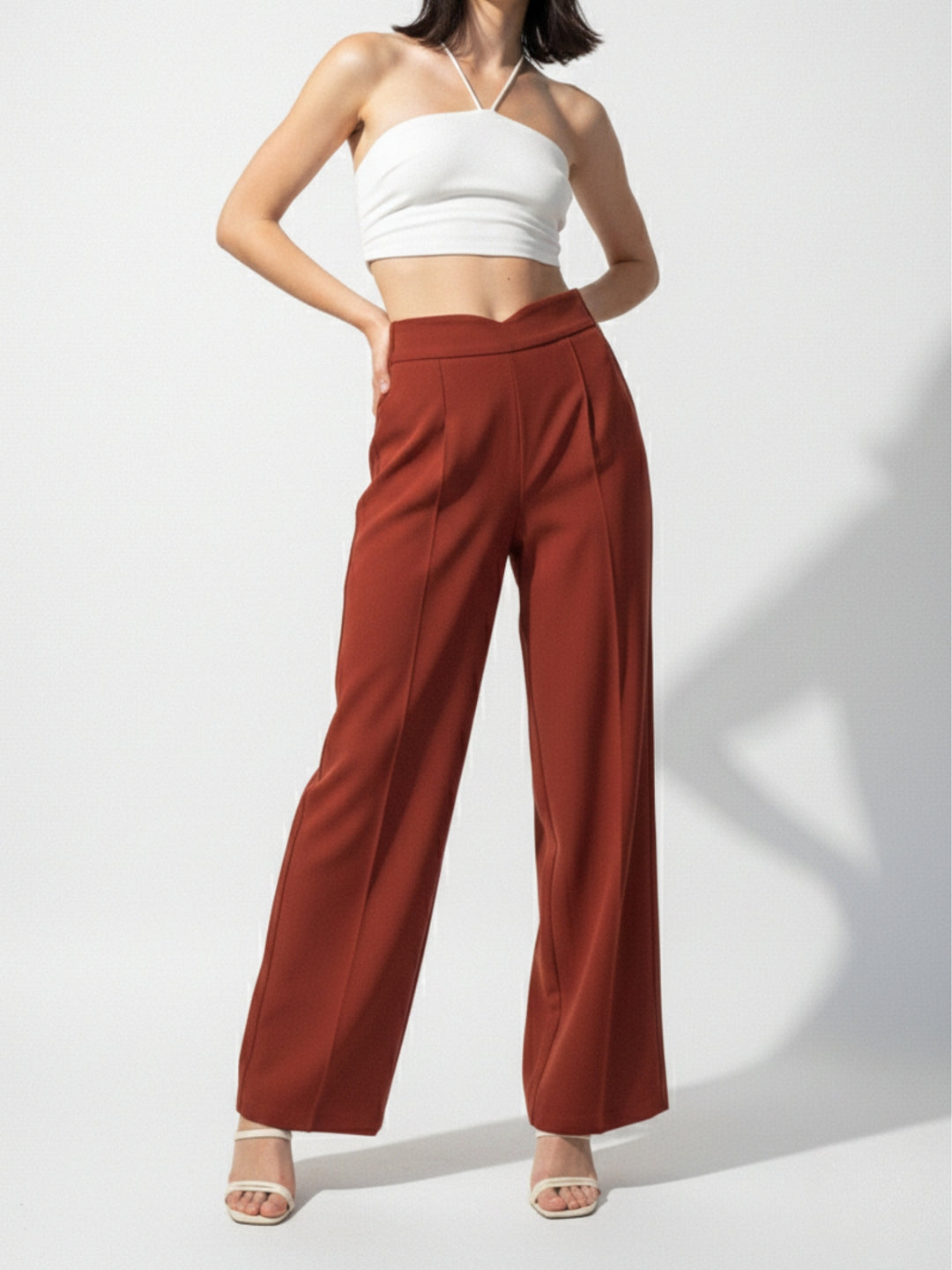 Brown High Waist Wide Leg Pant