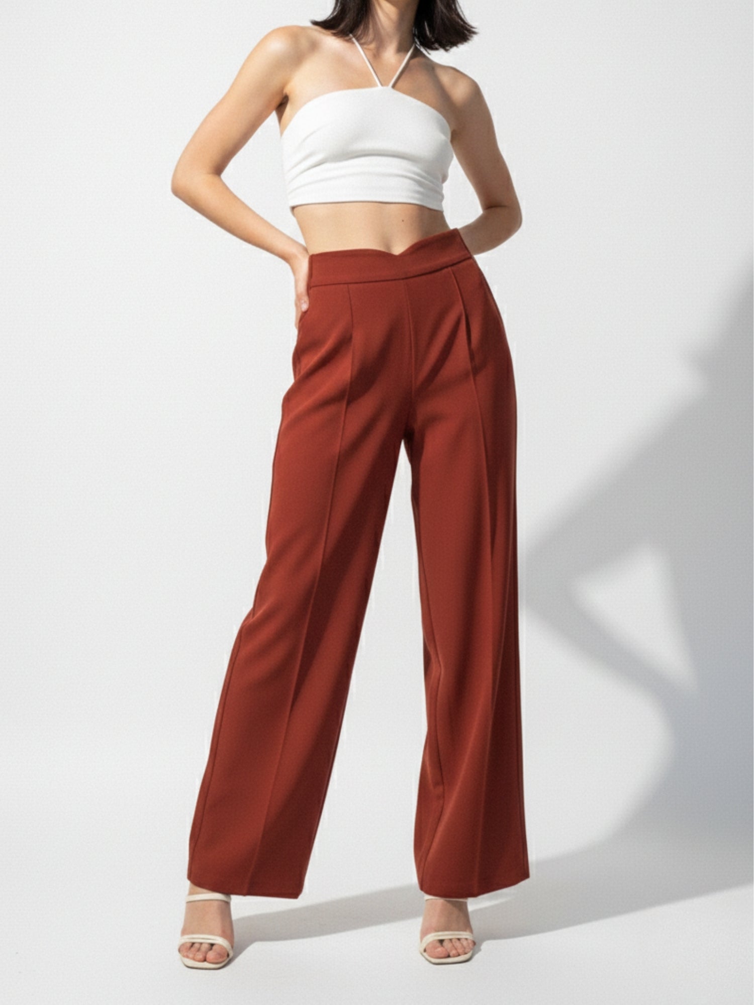 Brown High Waist Wide Leg Pant