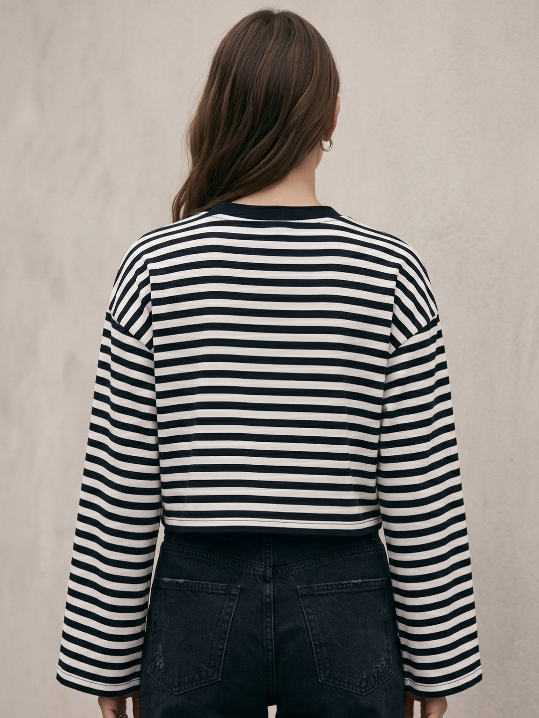 Black Full Sleeve Striped Top