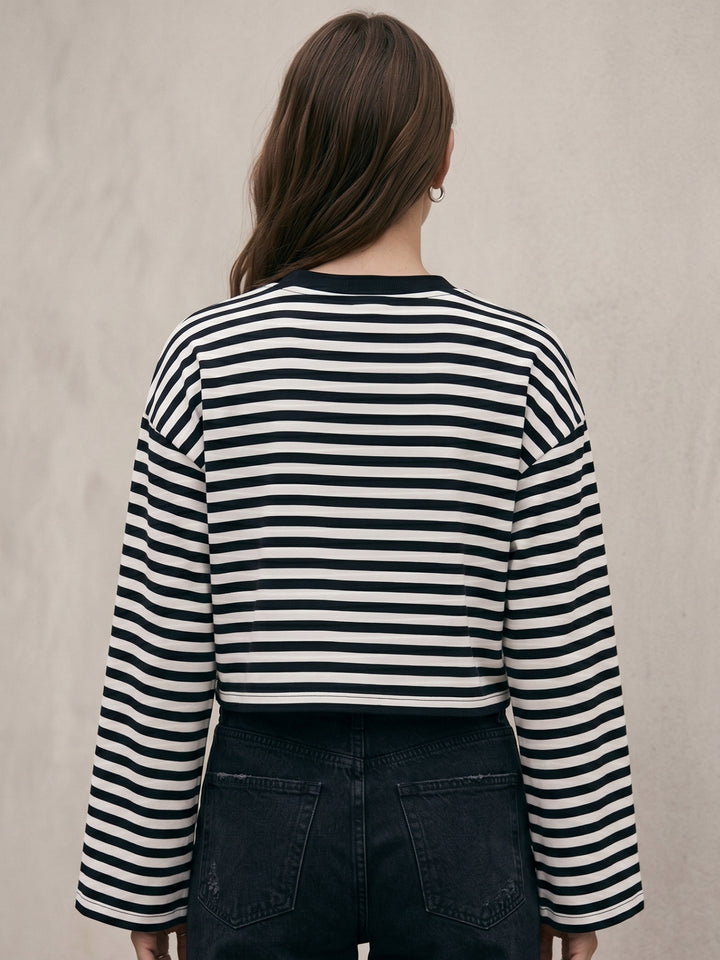 Black Full Sleeve Striped Top