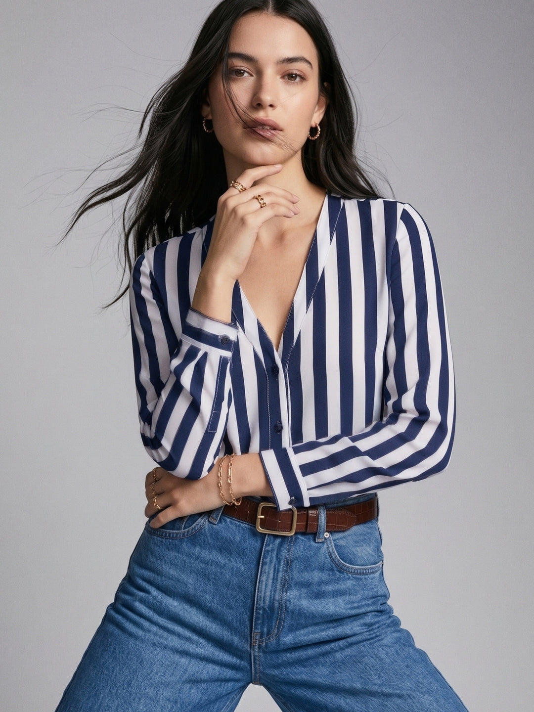 Blue Full Sleeve Striped Shirt