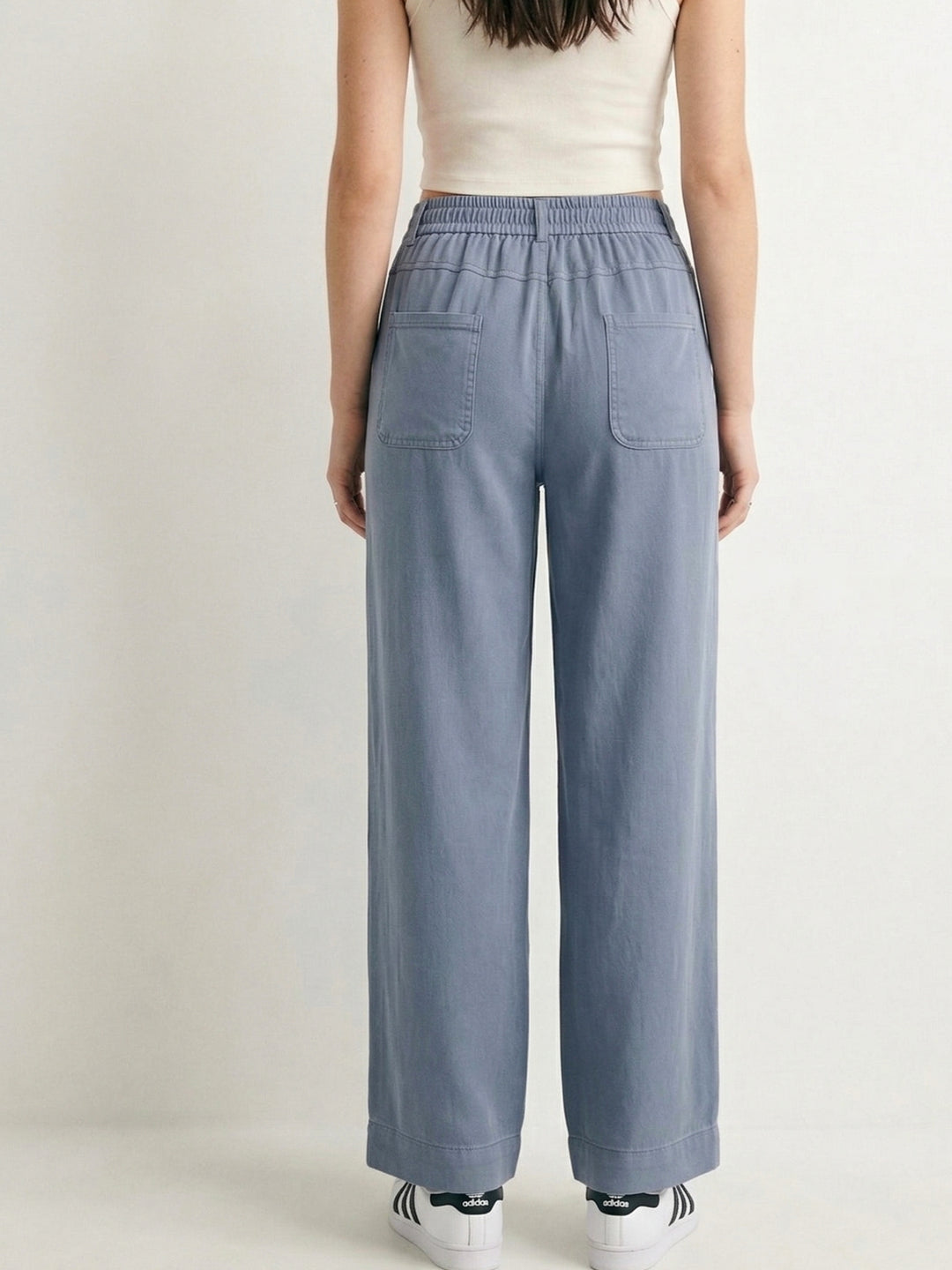 Blue High Waist Wide Leg Pant