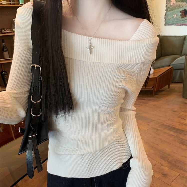White Off-Shoulder Square Neck Top