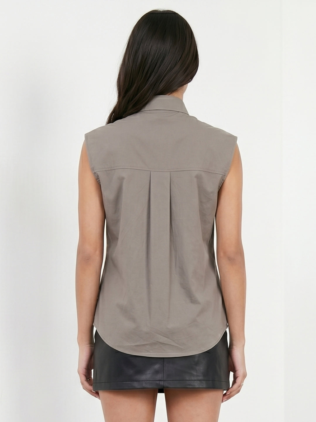 Grey Neck Tie-Up Top