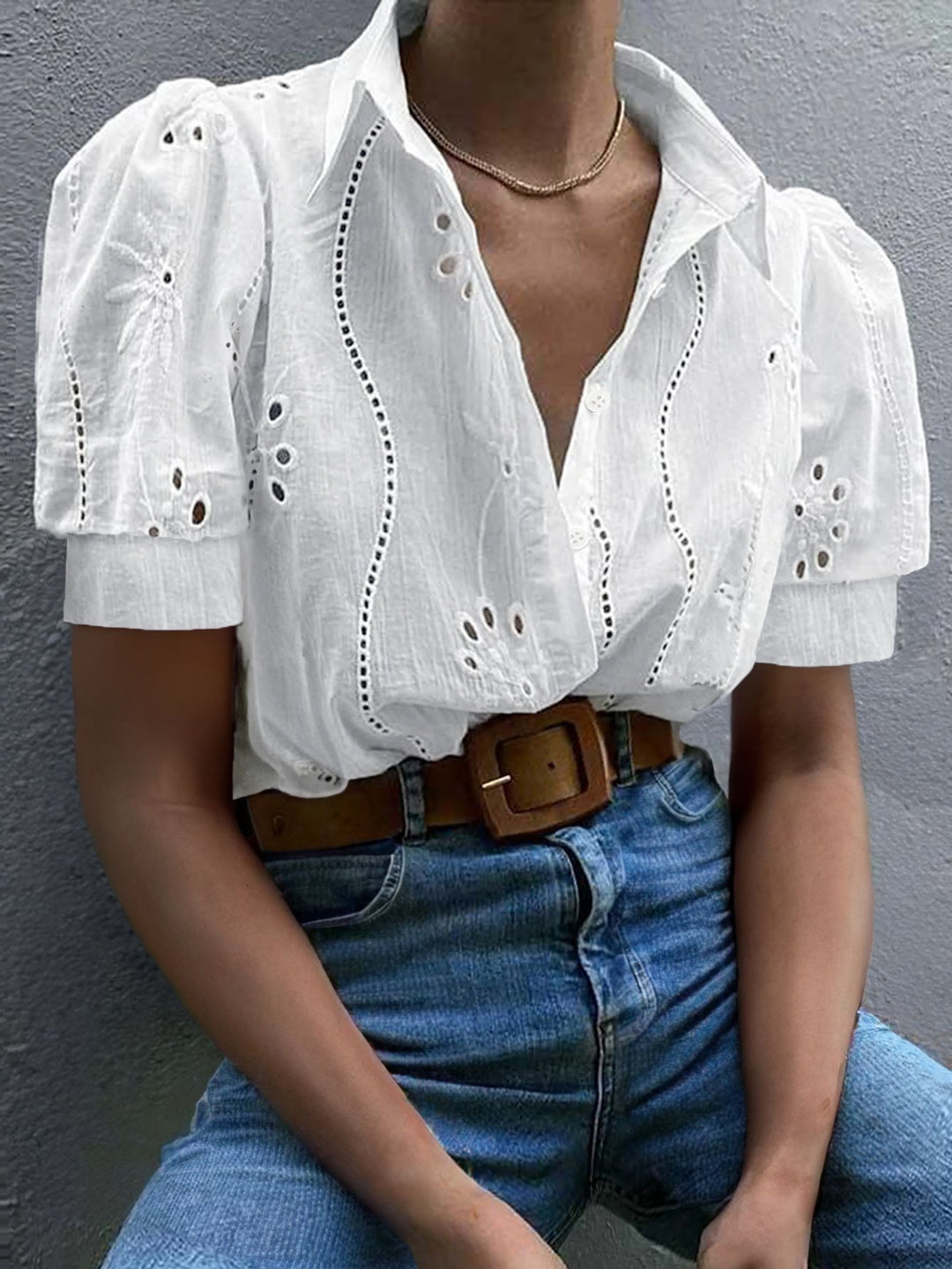 White Puff Sleeved Schifley Shirt