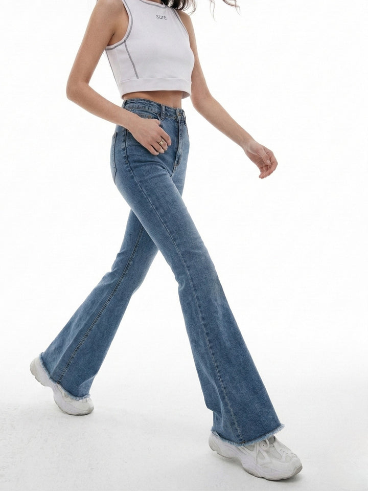 Blue Denim Flared Jeans