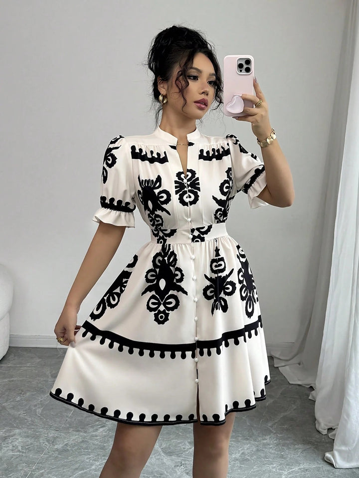 White Fit And Flare Mino Dress
