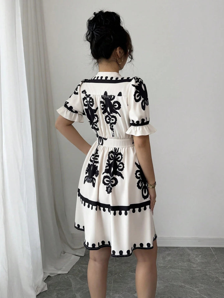 White Fit And Flare Mino Dress