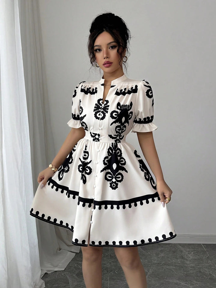 White Fit And Flare Mino Dress