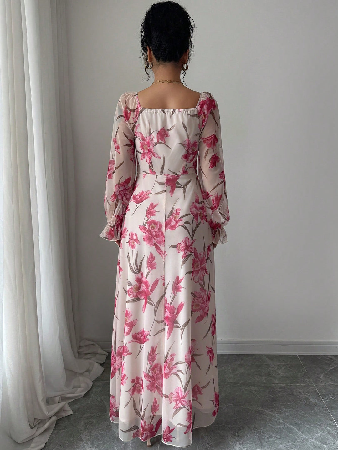 White Floral Print Maxi Dress