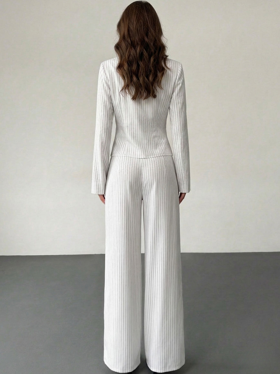 White Full Sleeve V Neck Wrap Top And Pant Set