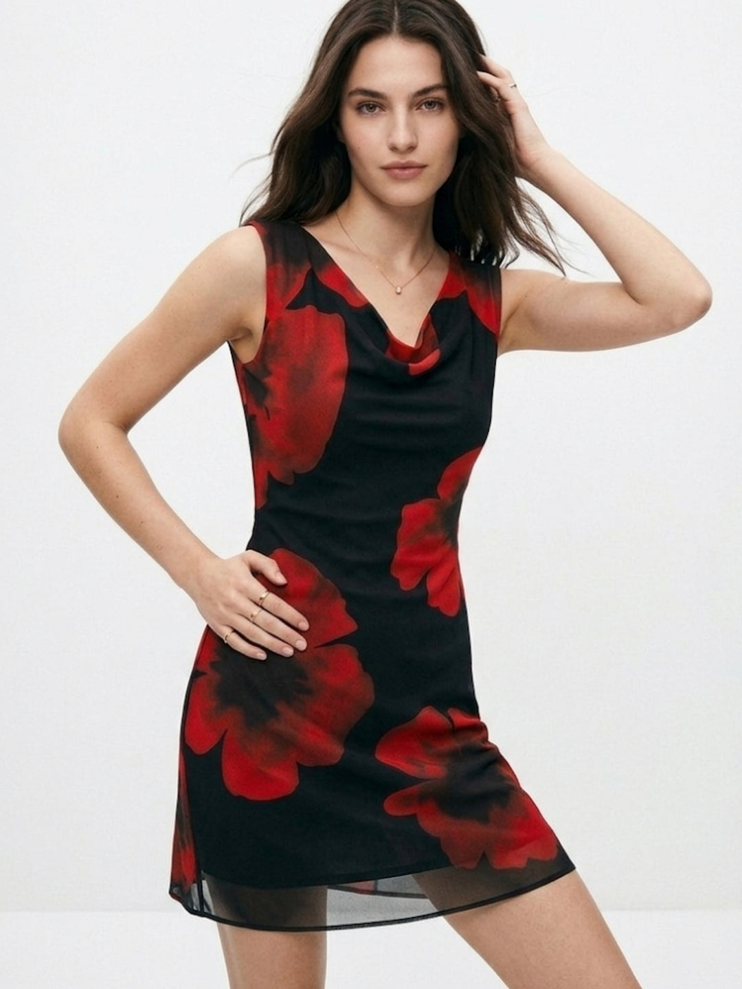 Red Sleeveless Back Tie-Up Dress