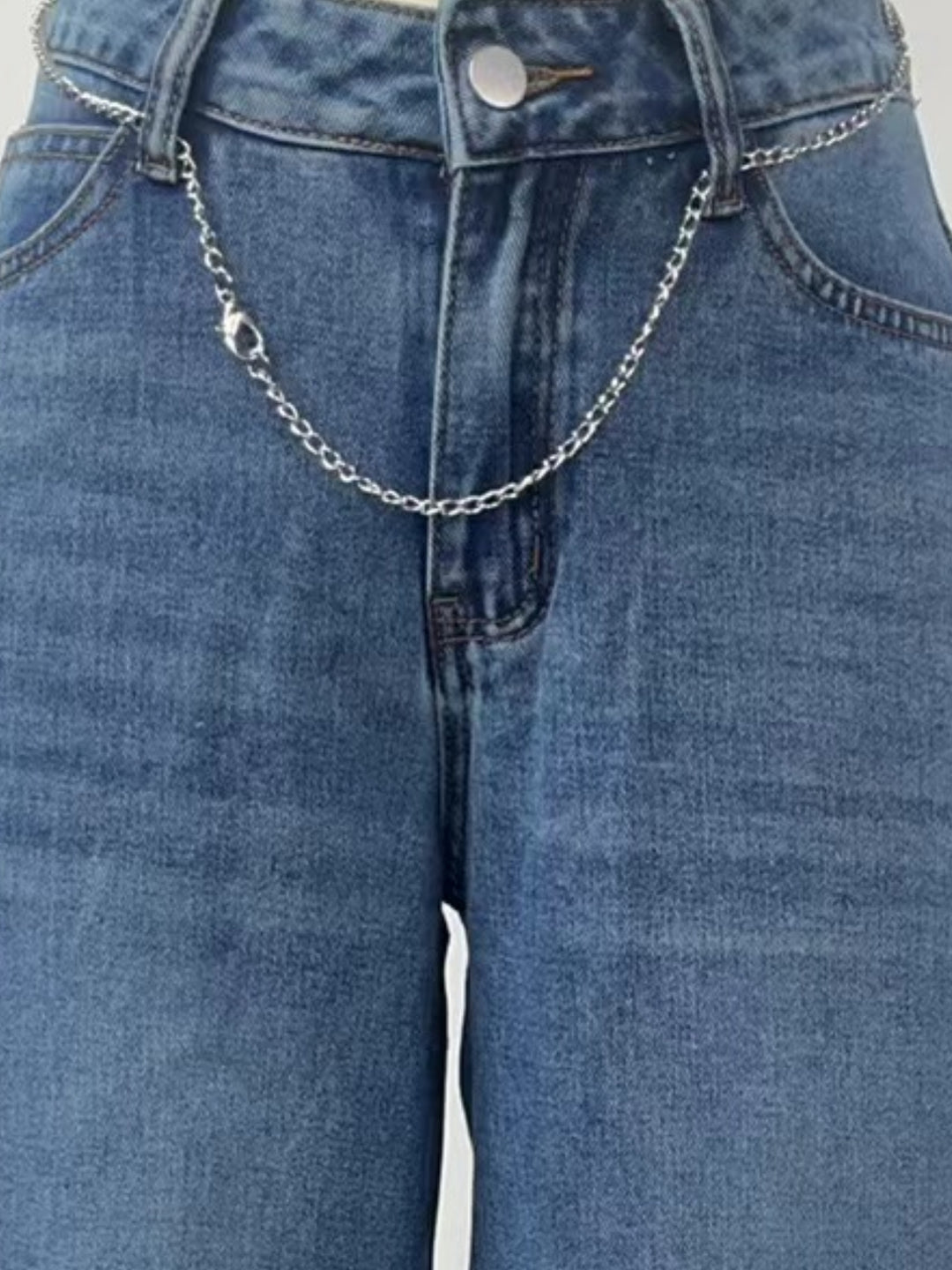 Blue Dual Tone Washed Wide Leg Denim