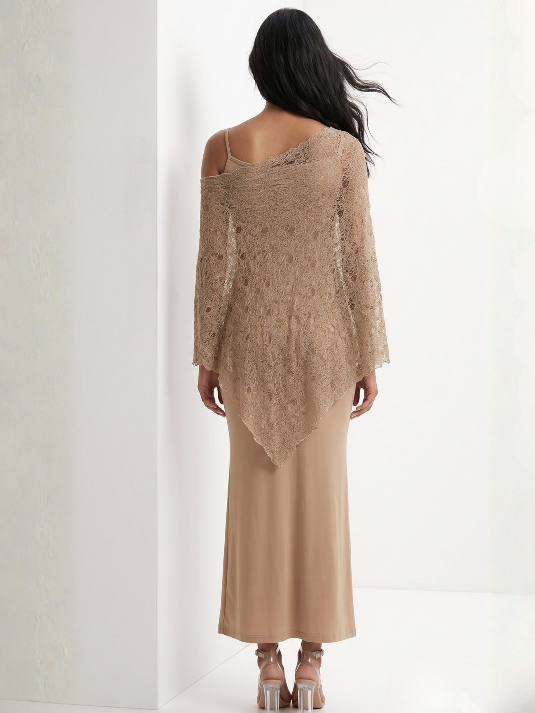 Khaki Lace Cover-Up Maxi Dress