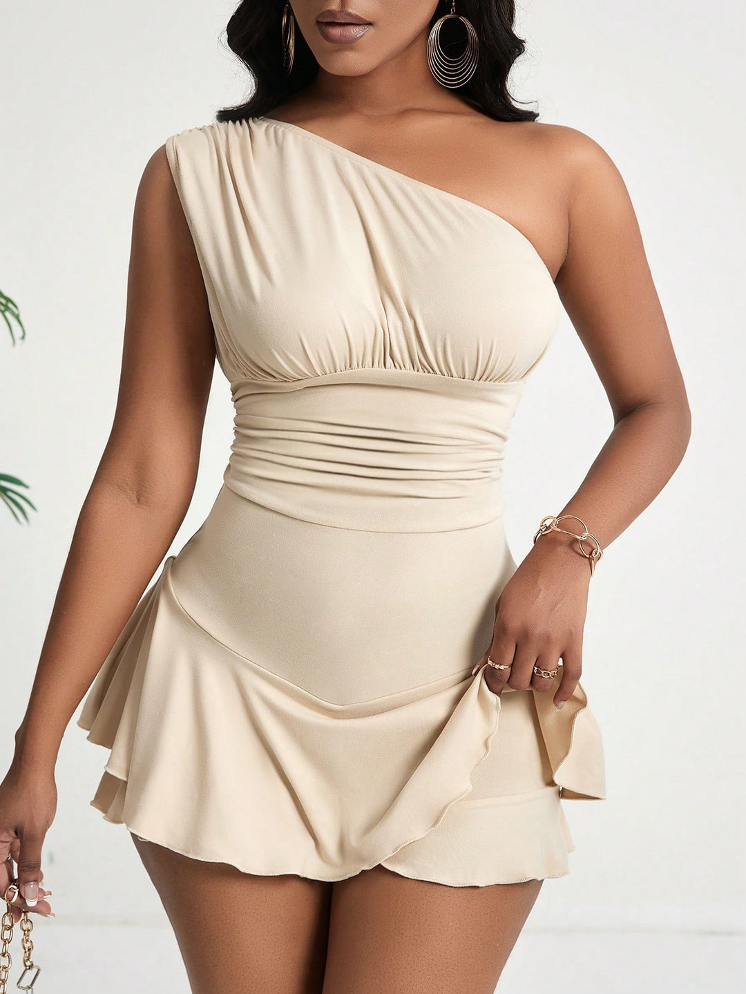 Cream One Off-Shoulder Dress