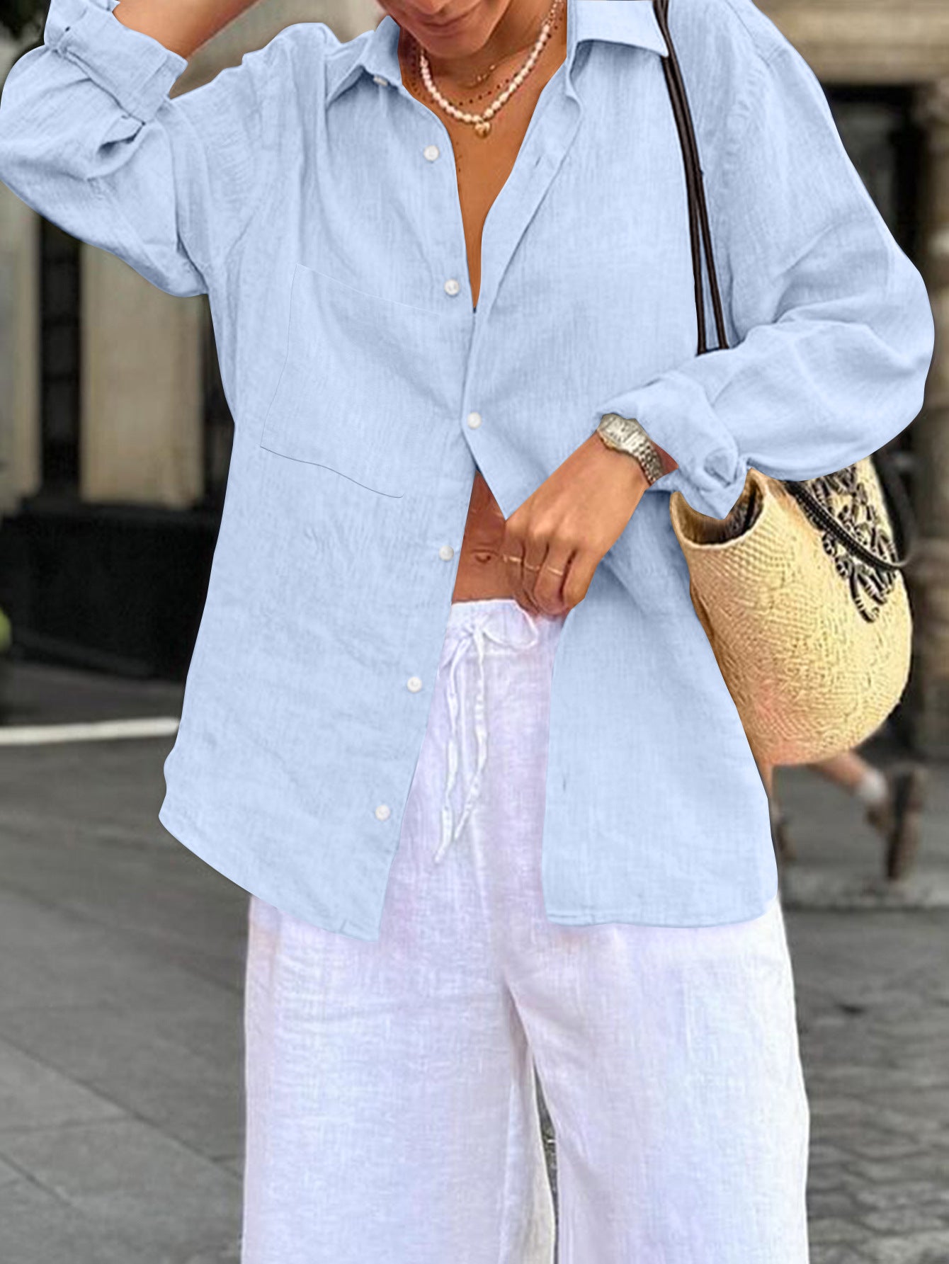 Blue Full Sleeve Button Down Collared Shirt
