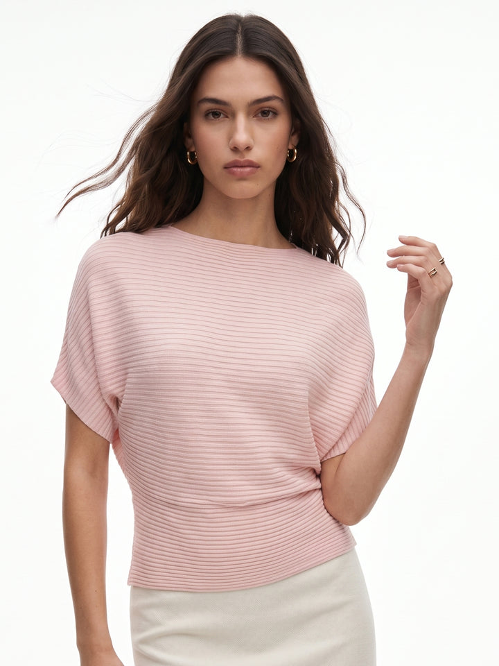 Pink Relaxed Sleeve Textured Top
