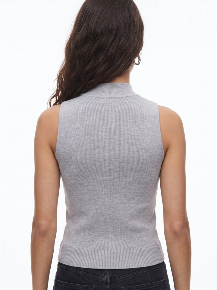 Grey High Neck Wide Tank Top
