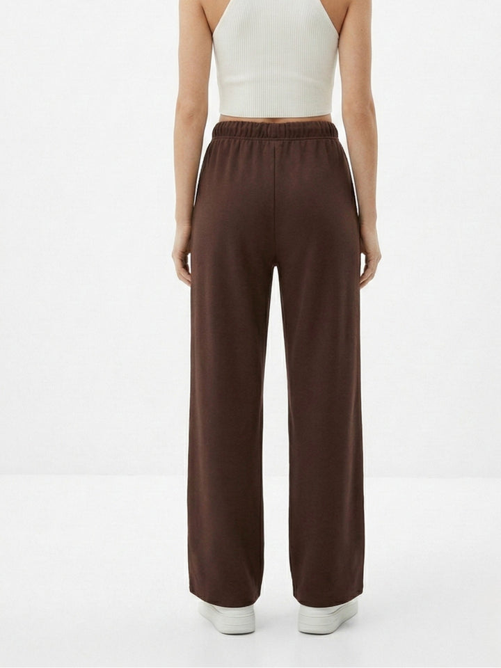 Brown Low Waist Wide Leg Sweatpants