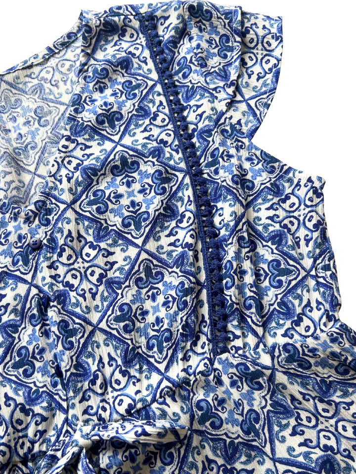 Blue Floral Print Top