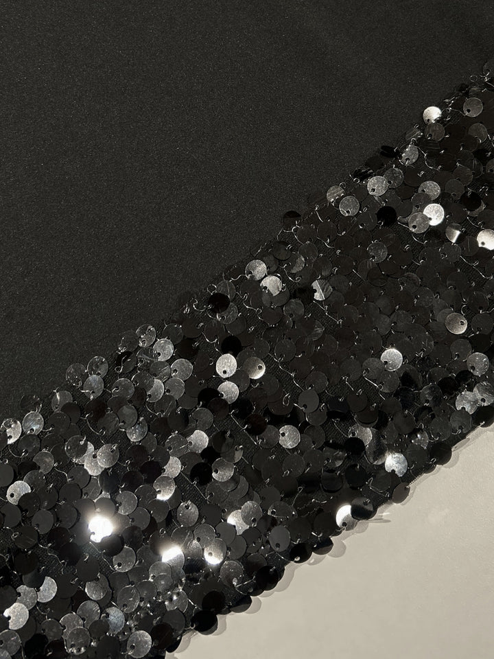 Black Halter Neck Top With Sequined Hem
