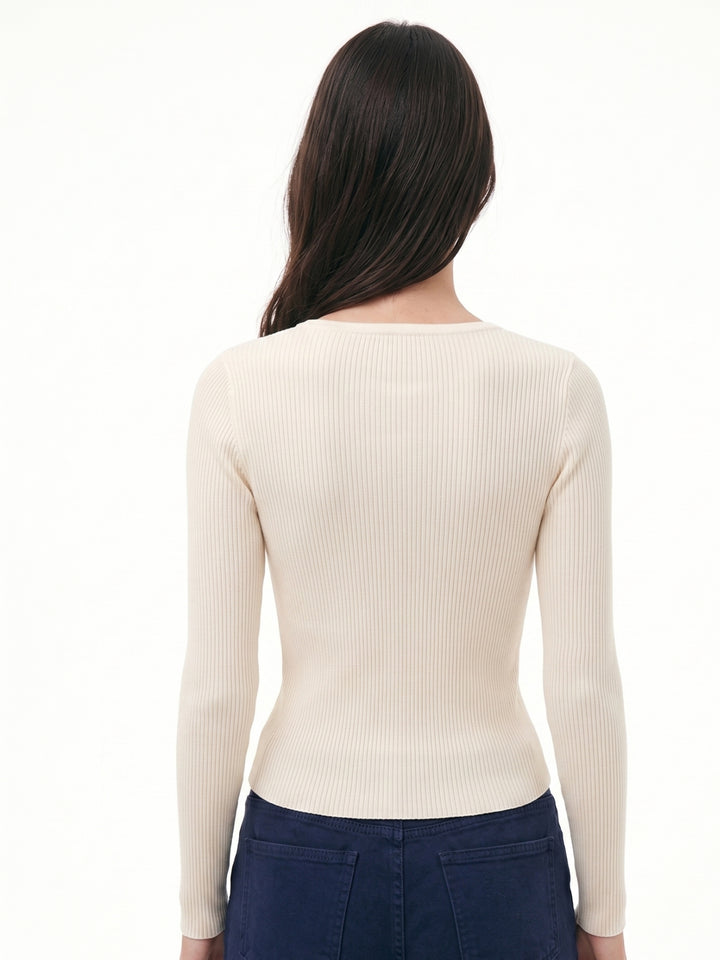Cream Full Sleeve Fitted Top