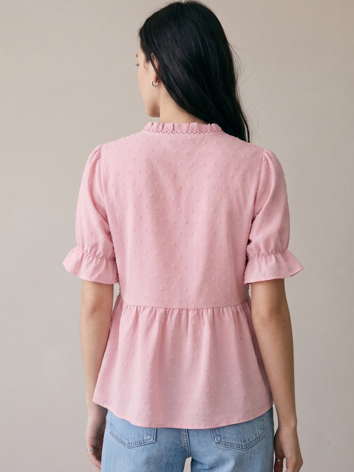 Pink Ruffle Detail Relaxed Blouse