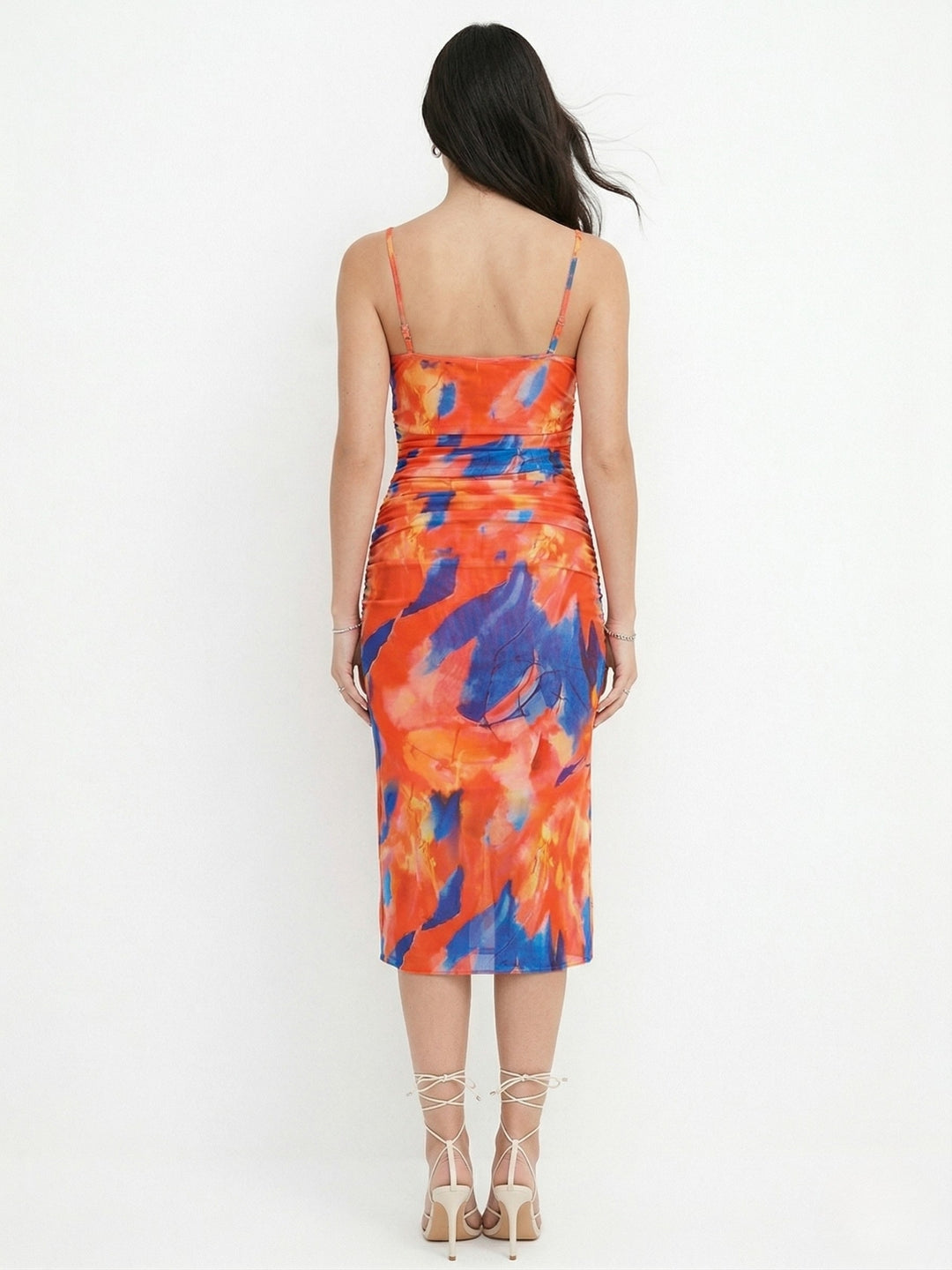 Multi Spaghetti Strap Floral Printed Dress