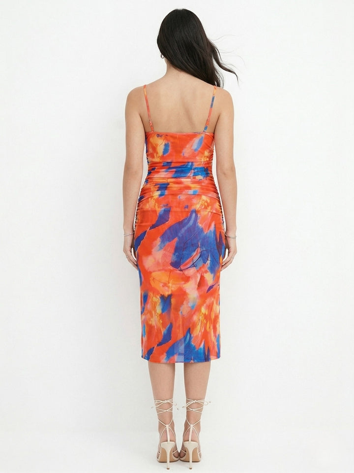 Multi Spaghetti Strap Floral Printed Dress