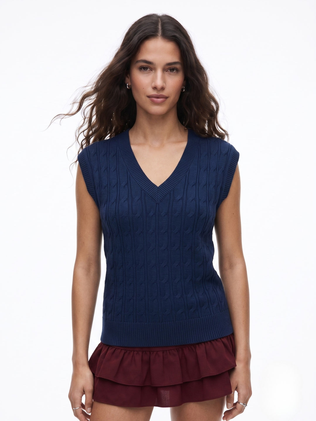 Blue Textured Fitted Top