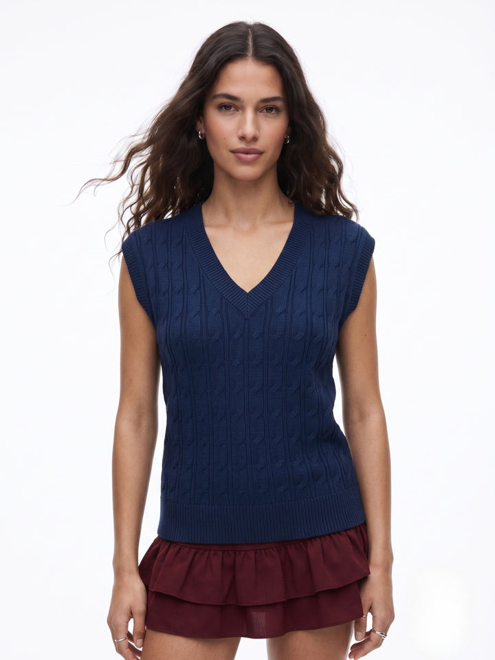 Blue Textured Fitted Top