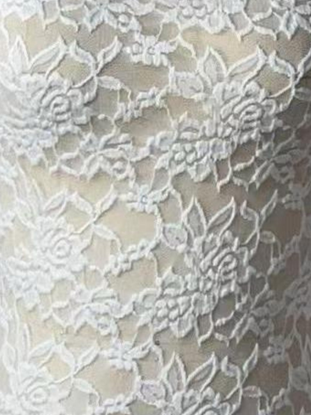 White Mock Neck Full Sleeve Lace Top