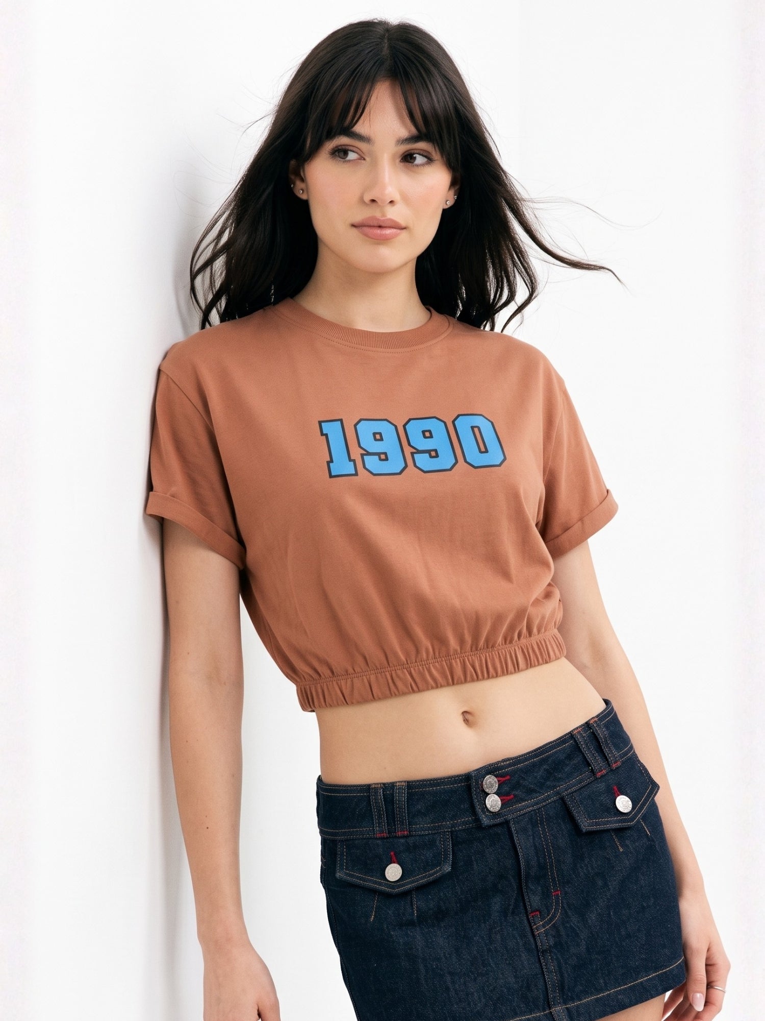 Mauve Boxy Cropped Elasticated Hem Sweatshirt