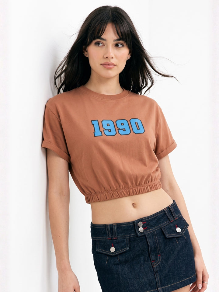 Mauve Boxy Cropped Elasticated Hem Sweatshirt