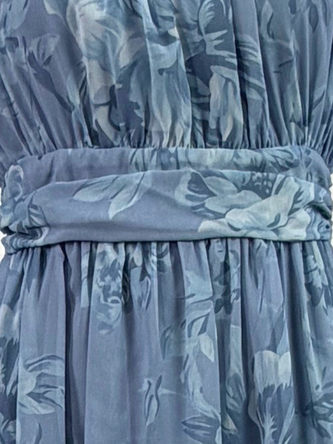 Blue Halter Neck Printed Dress With Cinched Waist