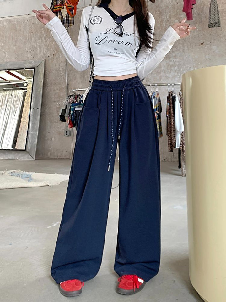 Navy Blue Solid High Waist Jogger