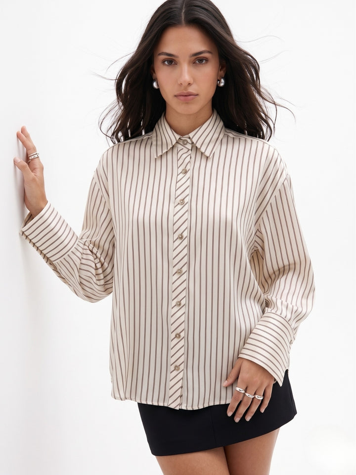 Off White Full Sleeve Striped Shirt