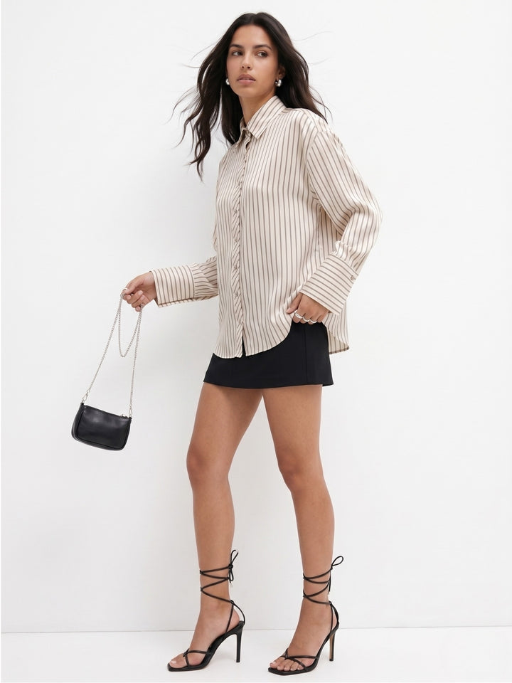 Off White Full Sleeve Striped Shirt