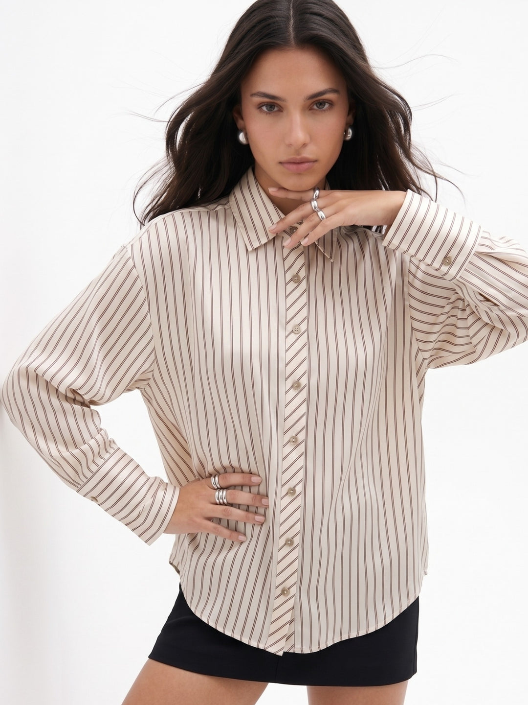 Off White Full Sleeve Striped Shirt