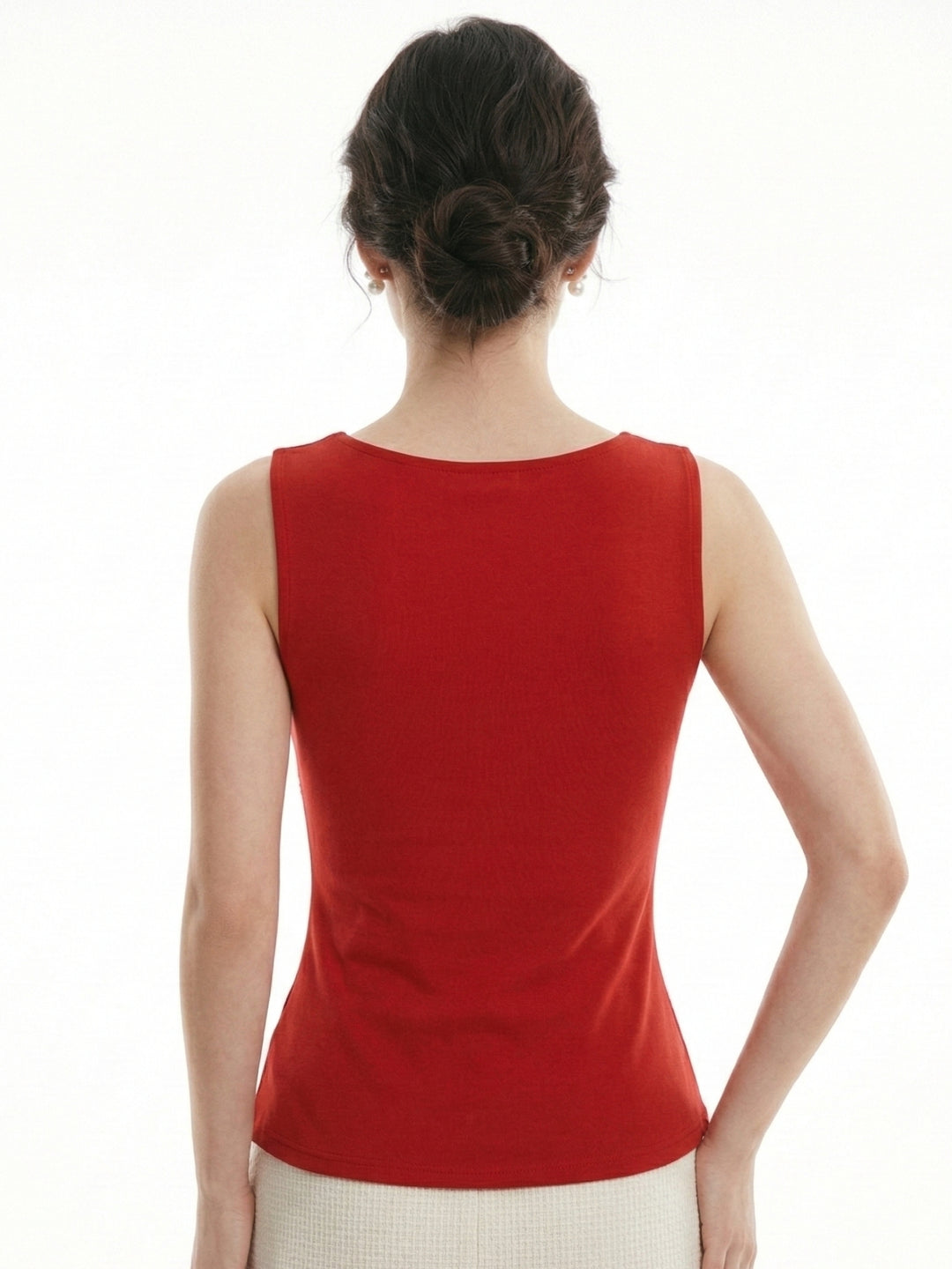 Red Sleeveless Fitted Top