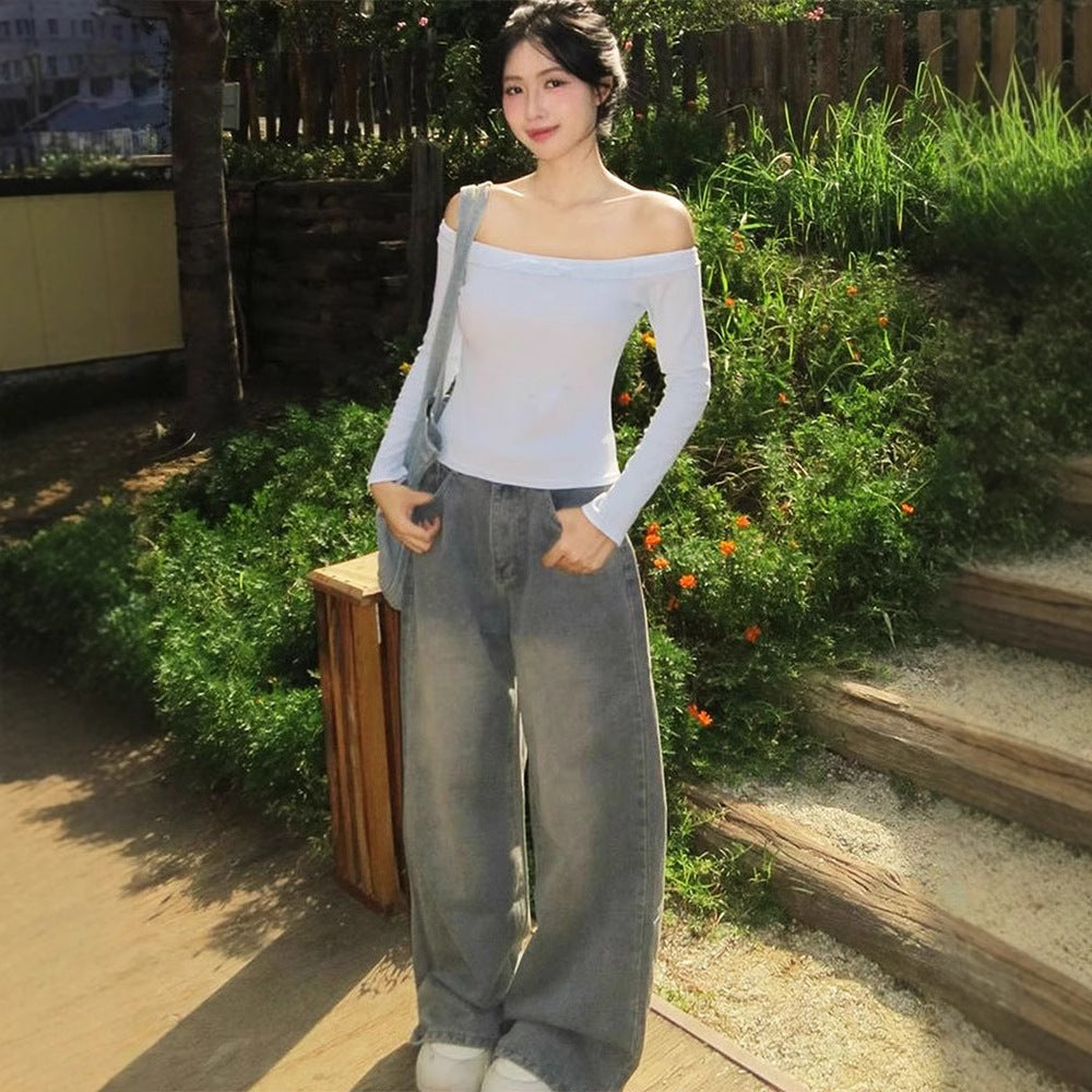 White Off-Shoulder Solid Top
