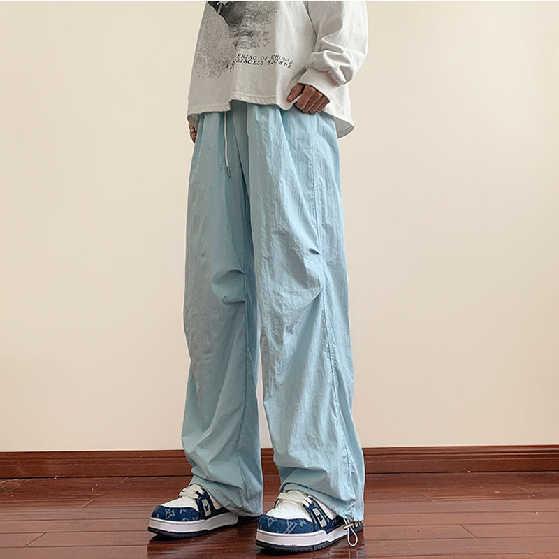 Blue Pleated Elasticated Trousers