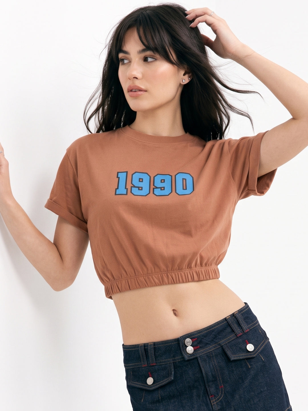 Mauve Boxy Cropped Elasticated Hem Sweatshirt